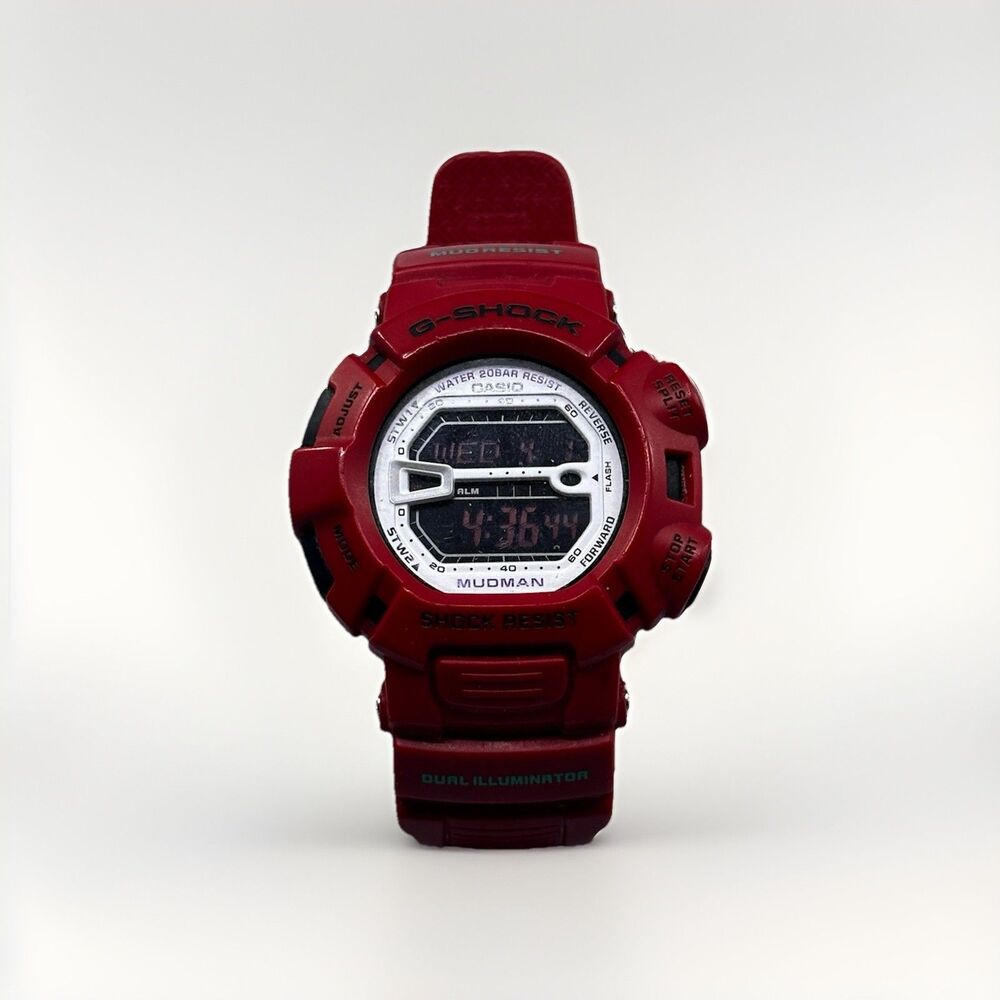 Casio G-Shock Mudman Red G-9000MX Men's Watch White W/ New battery